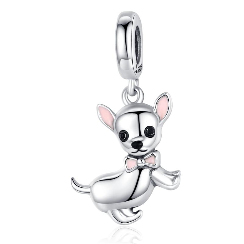 Bamoer 925 Silver Vivid Cat Pendant Charms Cute Animal Charms for Women Girls Bracelet & Bangle DIY Fine Jewelry SCC259