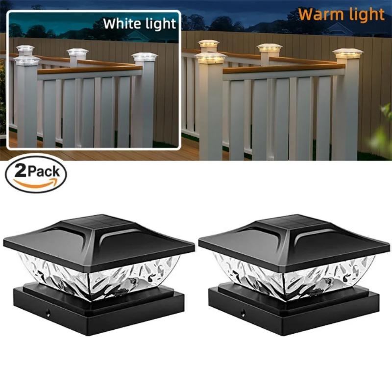 Solar-Säulen-LED-Leuchte Wasserdichte Solarlichter Außenbereich Garten Sonnenlicht für Zaun Weg Außenleuchte Dekoration Weißes und Warmes Zweifarbiges Licht