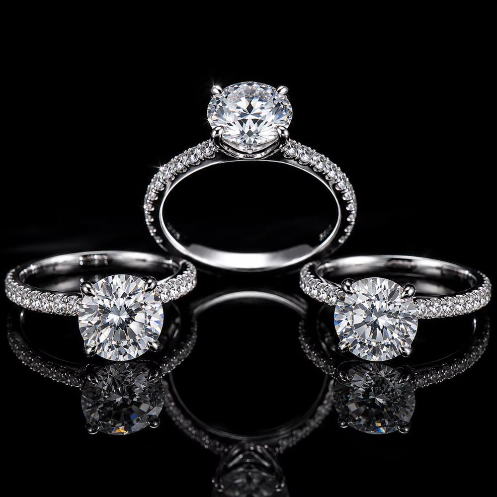 Bague solitaire en moissanite coupe brillant rond, anneau en argent sterling 925, alliance pour fiançailles, mariage et usage quotidien, bague de luxe