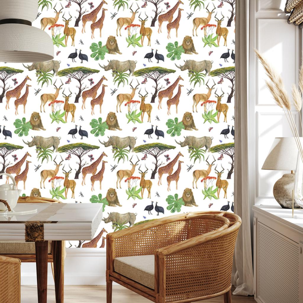 Savannah Animals Wallpaper for Living Room and Bedroom 50x1000
