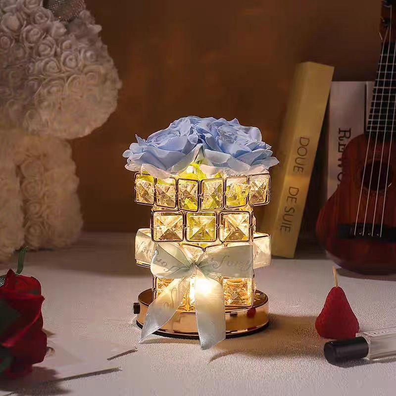 Rose Rubiks Cube Atmosphere Table Lamp Nightlight for Girls' Best Friend Birthday Qixi Valentine's Day Gift Senior Decoration