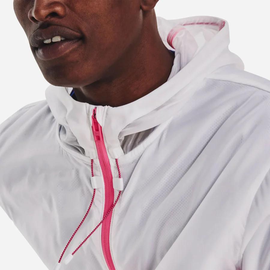 Under Armour Run Anywhere Striped Hooded Breathable Jacket Men Jacket White 1374229-100