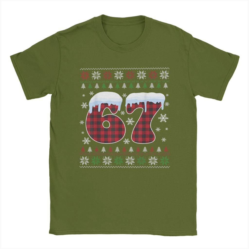 Funny 67 Six Seven Meme Brainrot Cringe Christmas T-Shirt Beach Cotton T Shirts For Man Harajuku Casual Tshirt Short-Sleeve Tees