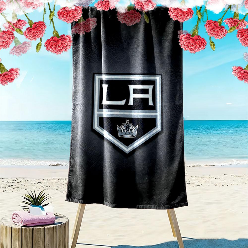 "LA Kings Logo with Crown Design" Patterned beach towel quick dry perfect for travel outdoor sports jogging the beach and swimming
