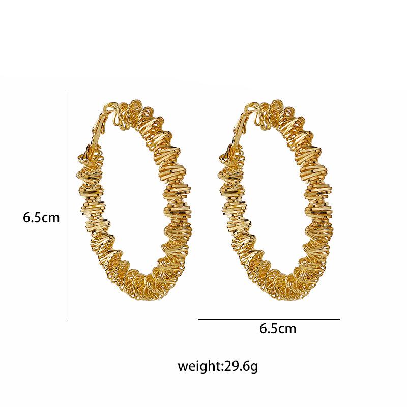 Trendy Geometric Metal Earrings with Big Hoops for Women, Chic and Fashionable Accessories with Fold Design