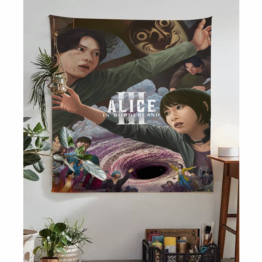 Heißes TV Alice In Borderland Bedruckter Großer Wandteppich Kunst Science-Fiction Zimmer Heimdekoration Dekor Decke