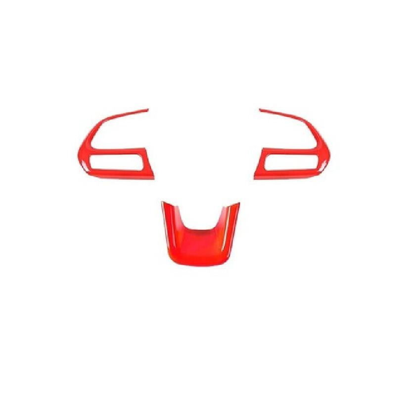 Car Steering Wheel Switch Button Trim 3PCS For Jeep Compass 2017- Bright Red