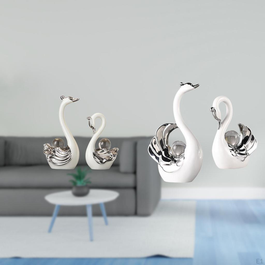 Porcelain Swan Figurine Collection for Living Room Bedroom Table Centerpiece Book Shelf Decoration
