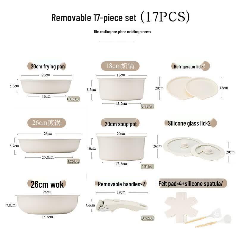 Yipan Detachable Handle Non-Stick Cookware Set