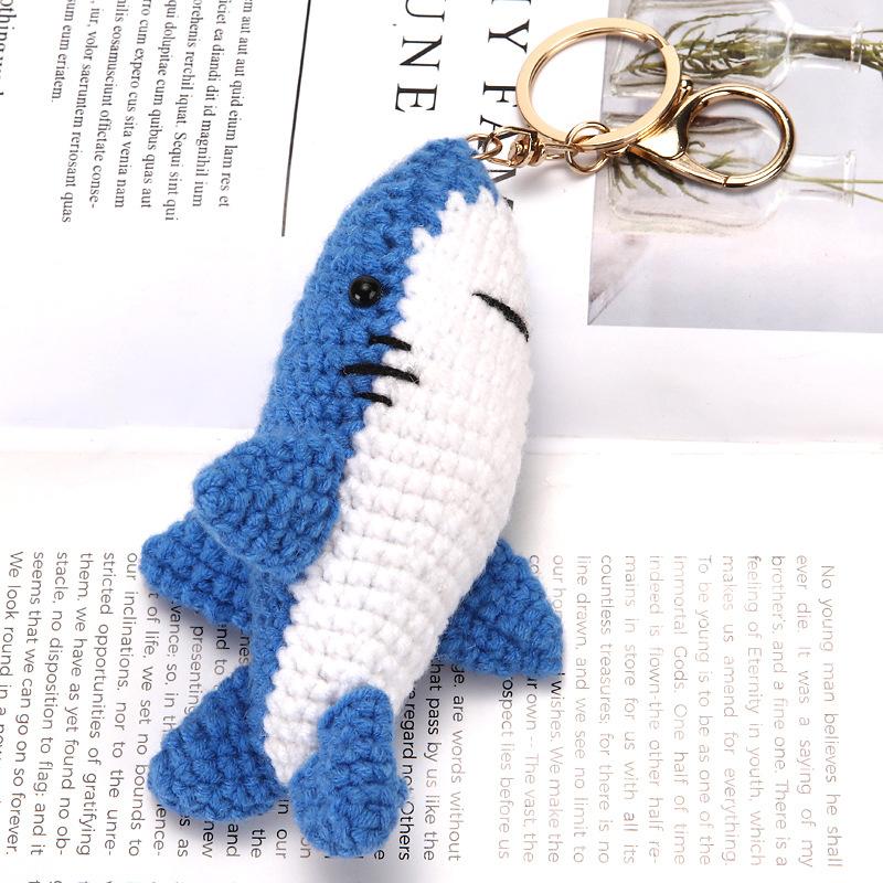 Ocean Series Knitted Animal Doll Keychain For Bag Pendant Funny Turtle Crochet Keychain Clown Fish Keychain Custom Accessories