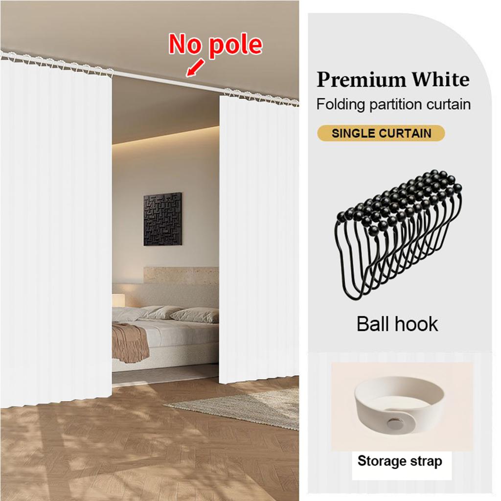 Waterproof Foldable Partition Curtain with Hooks 2 in 1 Space Divider Door for Bathroom Kitchen Entryway Space Saving