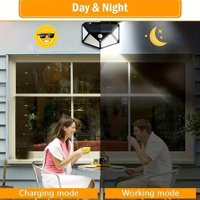 114 LED Solar Wall Lamp 4 Sides Luminous IP65 Waterproof With Motion Sensor Human Induction Courtyard  Outdoor Stairs Wall Light