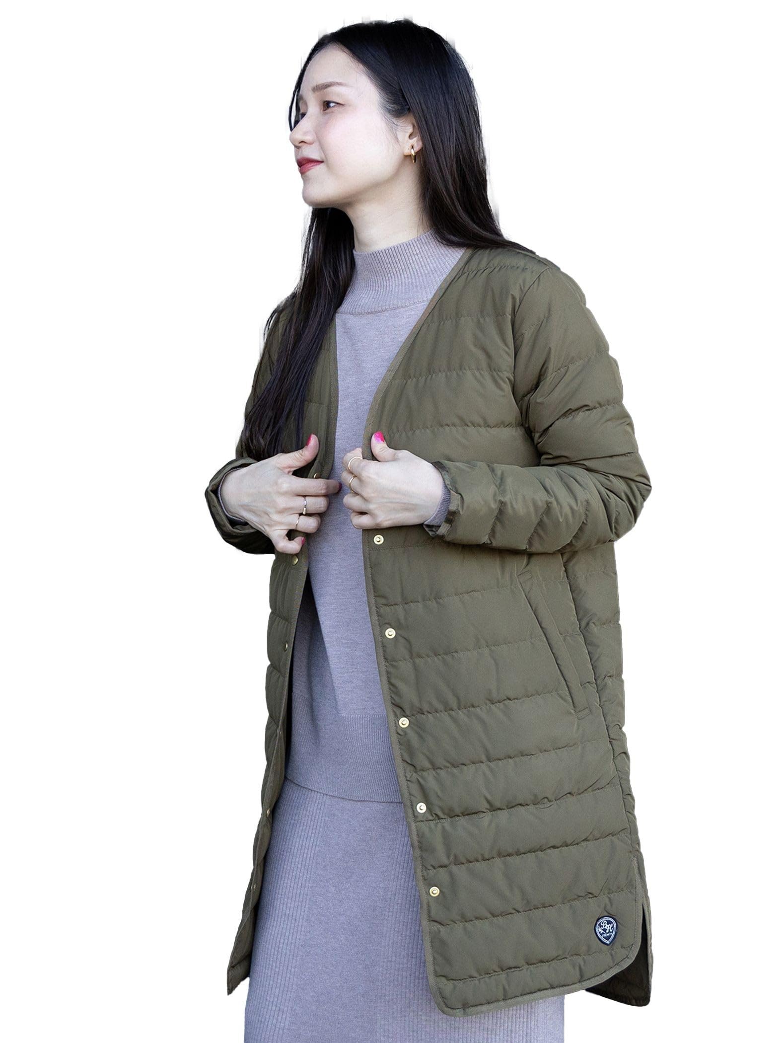 

Beams Heart Французский длинный пуховик Размер M Женская куртка, Оливковый, оливковый