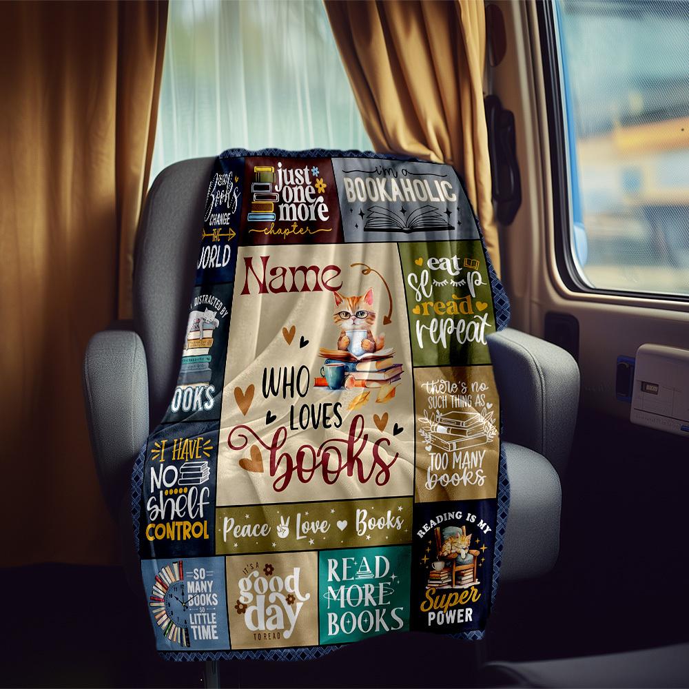 Book Lover Customize Your Name Rv Blanket Soft Cozy Lightweight For Travel Camping Picnic Sofa Rv Bed Living Room Gift For Friends Familyt16