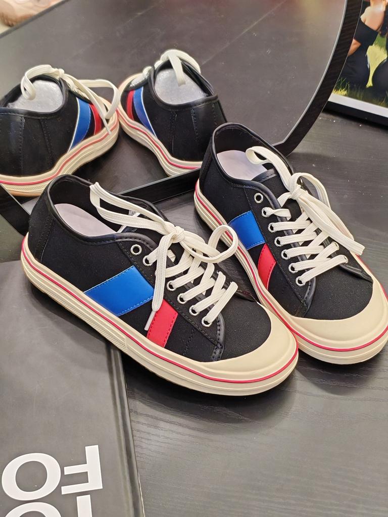 2025 spring and summer new leather color matching high-top canvas shoes women's retro versatile board shoes casual sports couples shoes tide