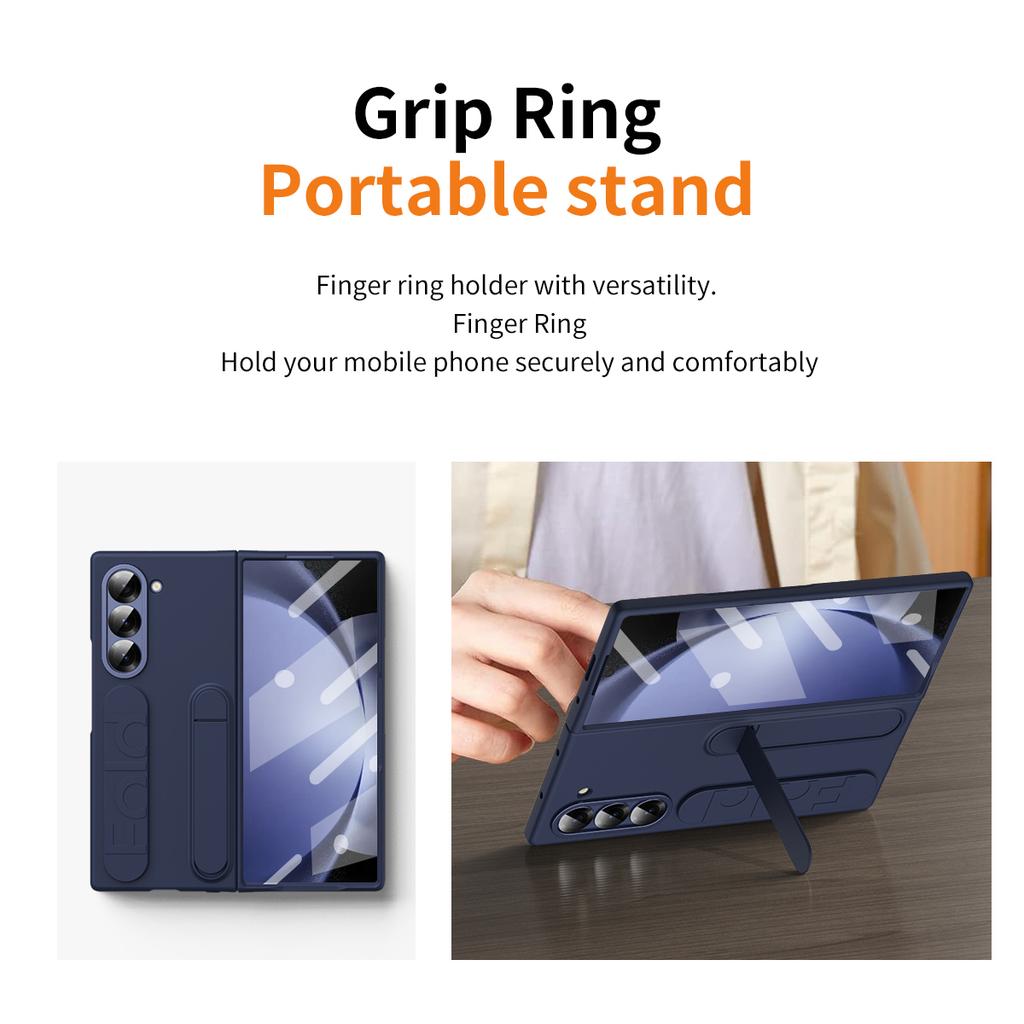 Til Samsung Galaxy Z Fold5 5G-deksel, støttebeskytter, armbånd, PC-telefondeksel med herdet glassfilm