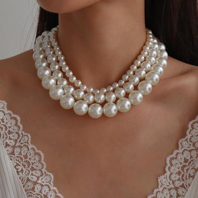Elegant Choker Necklace, Exaggerated Pearl Geometric Personality Temperament Necklace for Women
