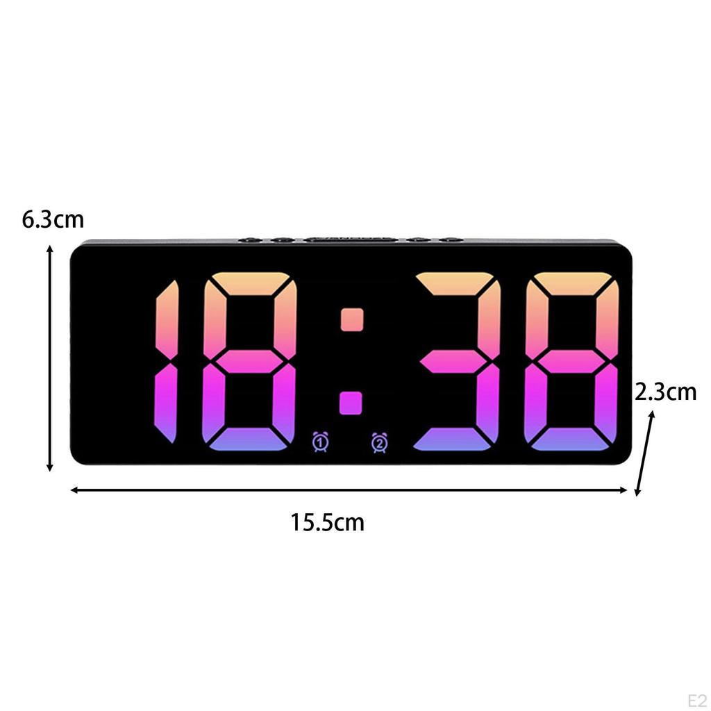 15.5cm Digital Alarm Clock Bedside Adjustable Brightness 12/24H Snooze Function for Children