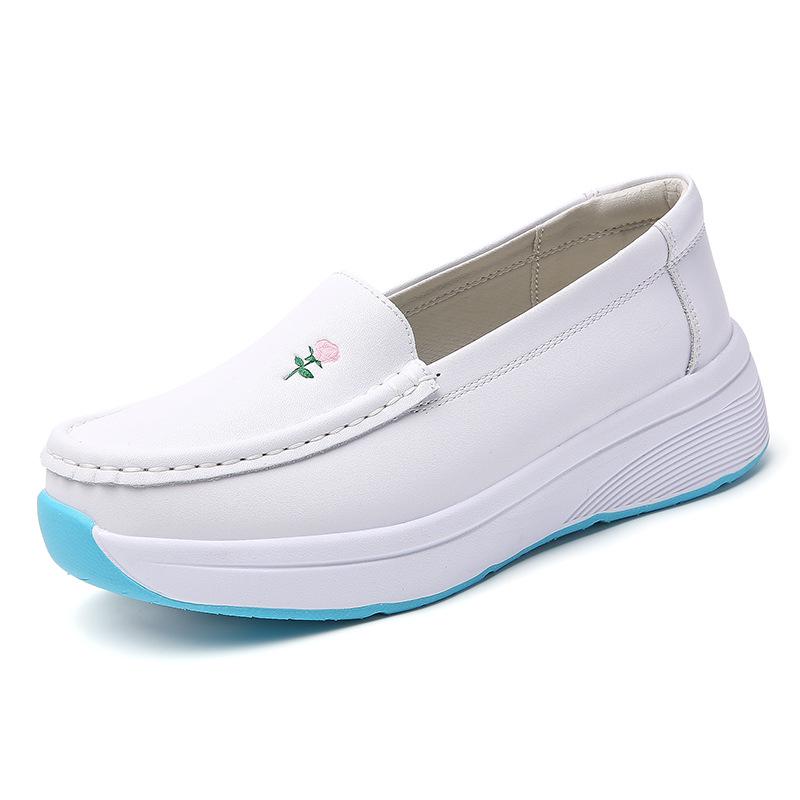 

Spot Nurse Женские туфли из натуральной кожи, нескользящие, дышащие, на мягкой подошве, для работы в больнице - Удобные и стильные для ношения на улице Size 39 белый