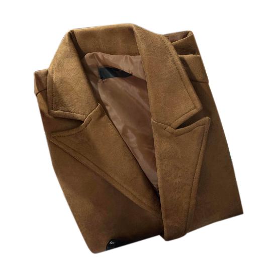 

Мужской жилет, однобортный однобортный однотонный жилет из искусственной замши с отложным воротником, осенне-зимняя куртка без рукавов, уличная одежда XL коричневый