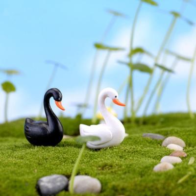 2 Stück Mini lebensechte Schwan Simulationsmodell für DIY Miniatur Landschaftsgarten