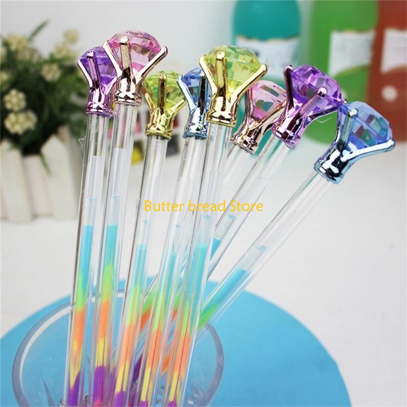 W89C 10 шт. Радужная гелевая ручка Цветная радужная ручка Ручка с большими бриллиантами Блестящие неон-гелевые ручки для письма, рисования, ведения дневника, скетчинга China Mainland