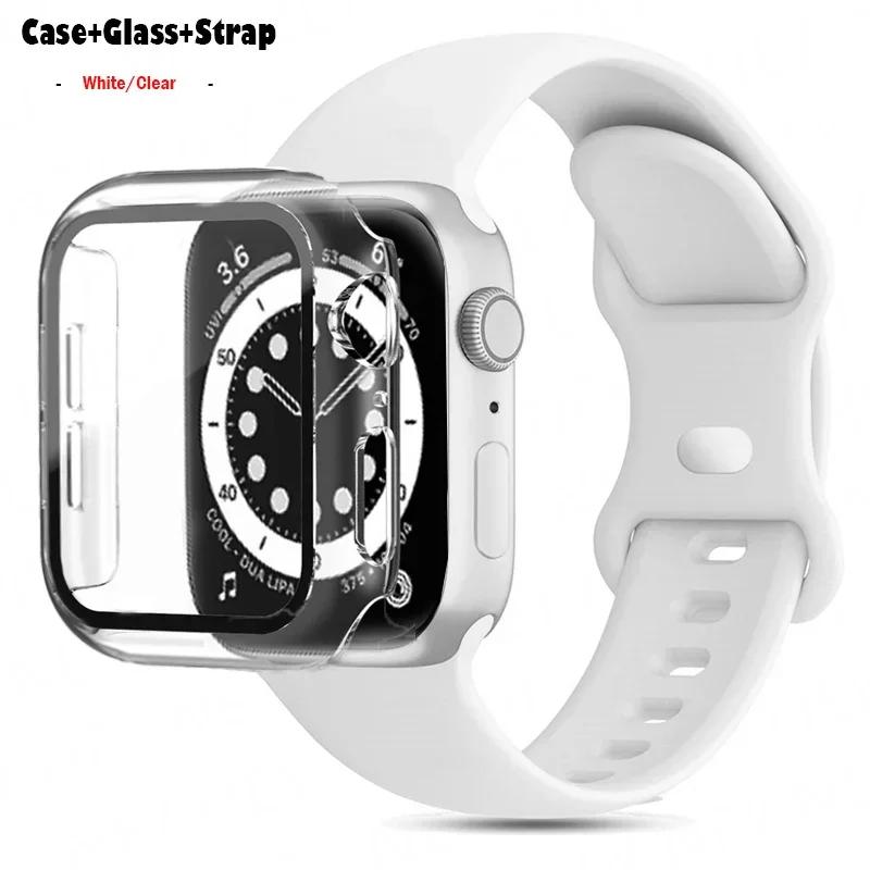 Glas+Gehäuse+Armband Für Uhrenarmband 44mm 41mm 45mm 40mm 38mm 42mm Silikonarmband iWatch Serie 9 8 3 4 5 6 SE 7 Armbänder