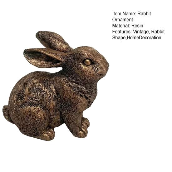 Vintage Rabbit Figurine Carving Bunny Statue Animal Sculpture Home Office Bookshelf Desktop Fengshui Decoration Ornament