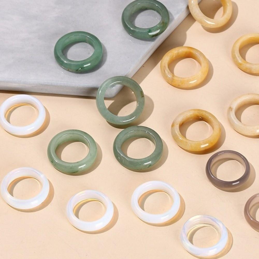 Natural Crystal Minimalist Ring Elegant Jewelry Personality Crystal Stone Band Rings Women
