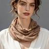 French Style Magnetic Buckle Scarf Magnet Clasp Silk Scarf Elegant Neck Scarf  Autumn