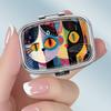 Portable Pill Box with 2 Compartments, Mini Metal Medicine Organizer Case, Cute Printed Pill Container for Vitamins, Pills, Jewelry, Travel, Daily Use