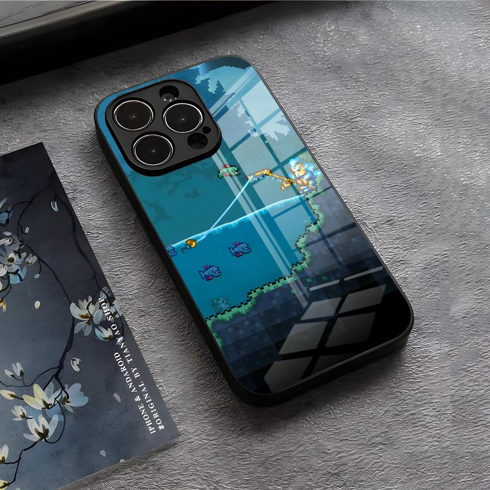 Game T-Terraria Phone Case For IPhone 17 Air 16 E Pro Max 15 14 13 Mini 12 Pro 11 Max Plus Black Glass Cover