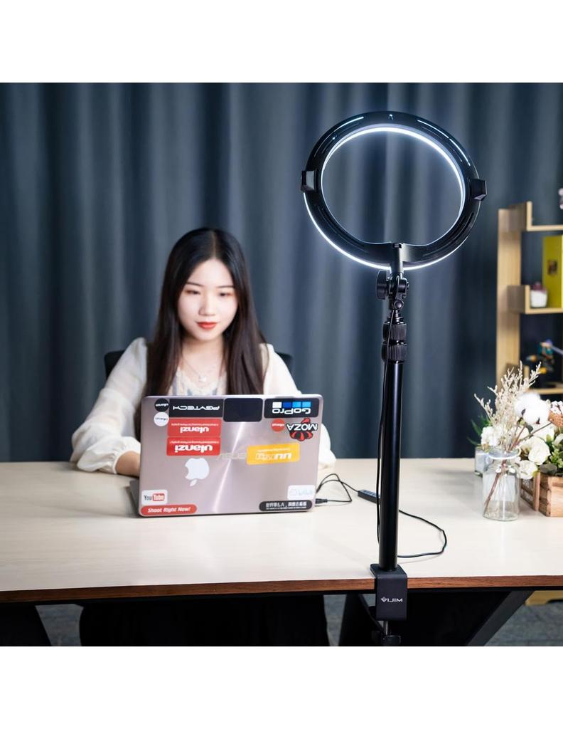 Ulanzi 2435 VIJIM K10 Tabletop RGB Ring Light with and 3 Ball Compatible Light/Desk High-Brightness Beads, HSI, CCT, FX, Modes, 360-Degree Head,