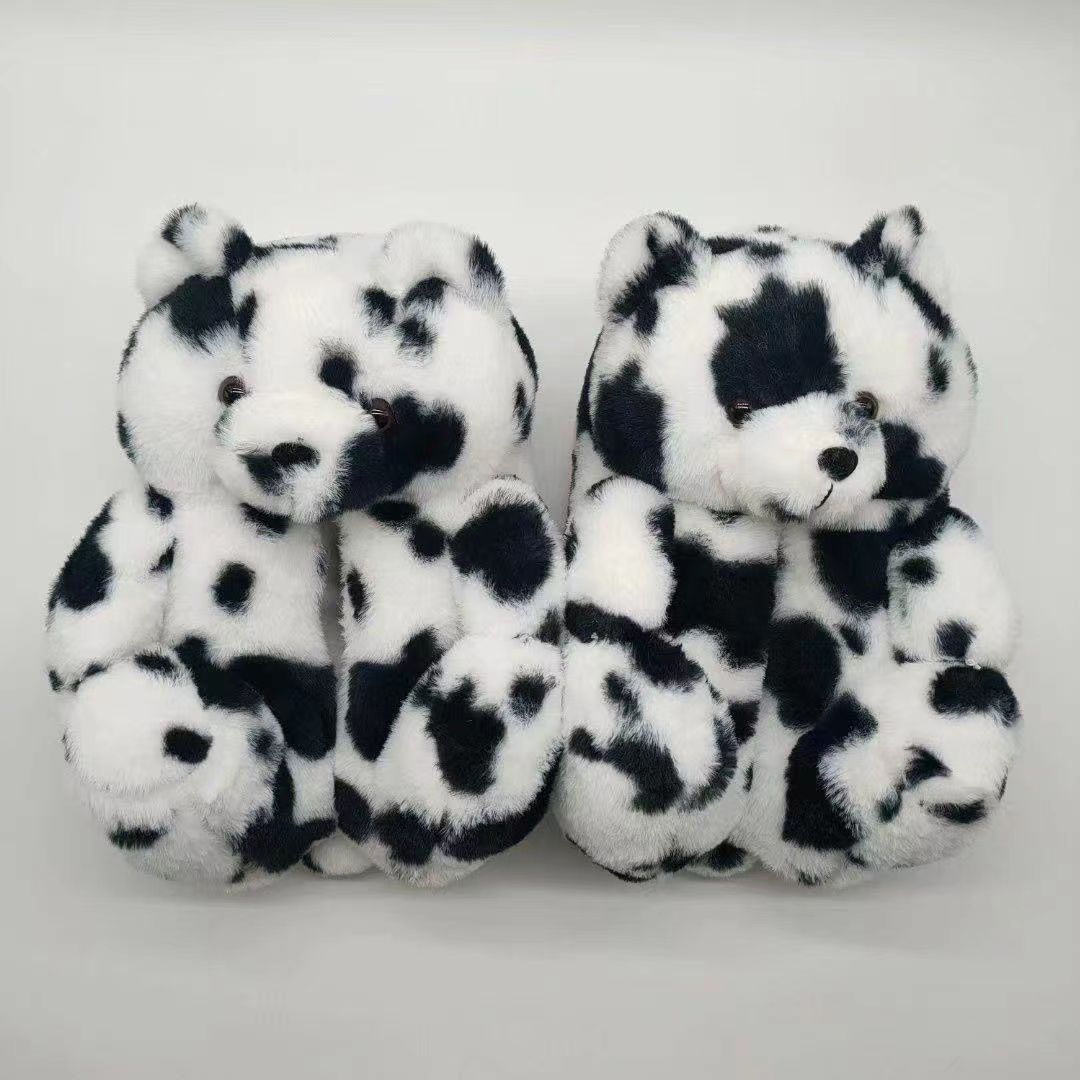 

Забавные домашние тапочки, женские зимние согревающие мужские туфли, нескользящие мягкие тапочки с мишкой Тедди 35-40