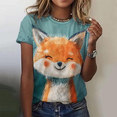 New Women T-shirt Cartoon Animal Print Vintage Plus Size Top Kawaii Women's Trending Clothes Fashion Short Sleeve Shirt Crew Tee