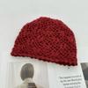 Double-layer handmade crochet hollow bag hat female elegant versatile knitted pullover hat autumn and winter breathable travel cold hat