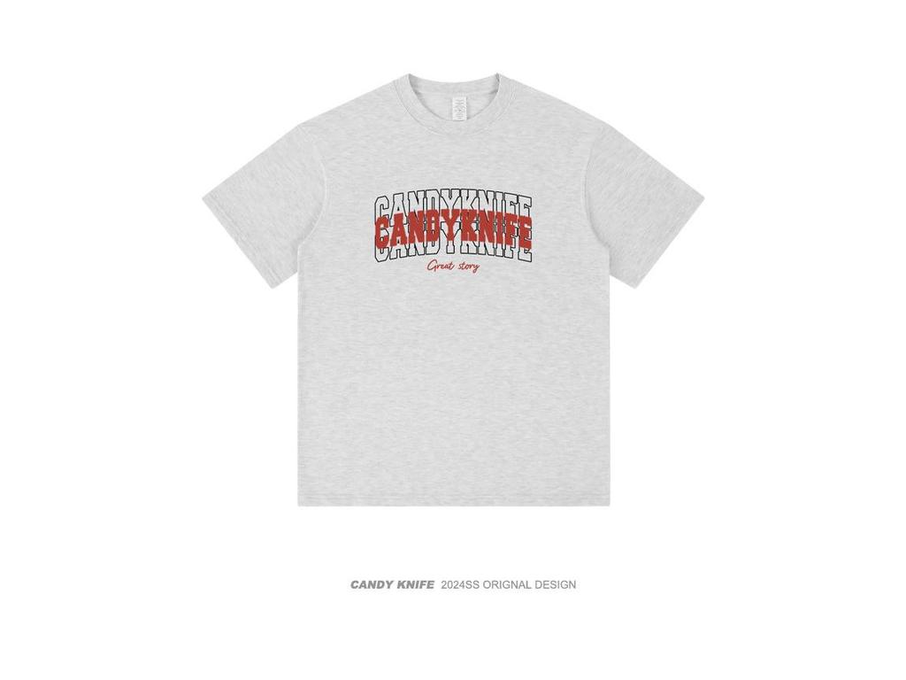 Unisex Summer Cotton Crew Neck T-Shirt with Plastic Bag Print, Casual Loose Plus Size Tee