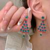 Colorful Light Luxury Christmas Tree Diamond Stud Earrings for Women