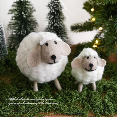 Christmas Decoration Sheep Beige Khaki Scene Model Sheep Cartoon Lamb Photo Props Miniature Sheep Decor Desktop Ornament