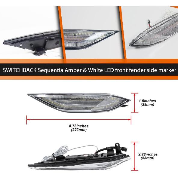 ADIIL For 2011-2014 Porsche Cayenne 958 Clear Lens Sequential LED Side Marker Signal Lights Front Fender Side Marker Lamps