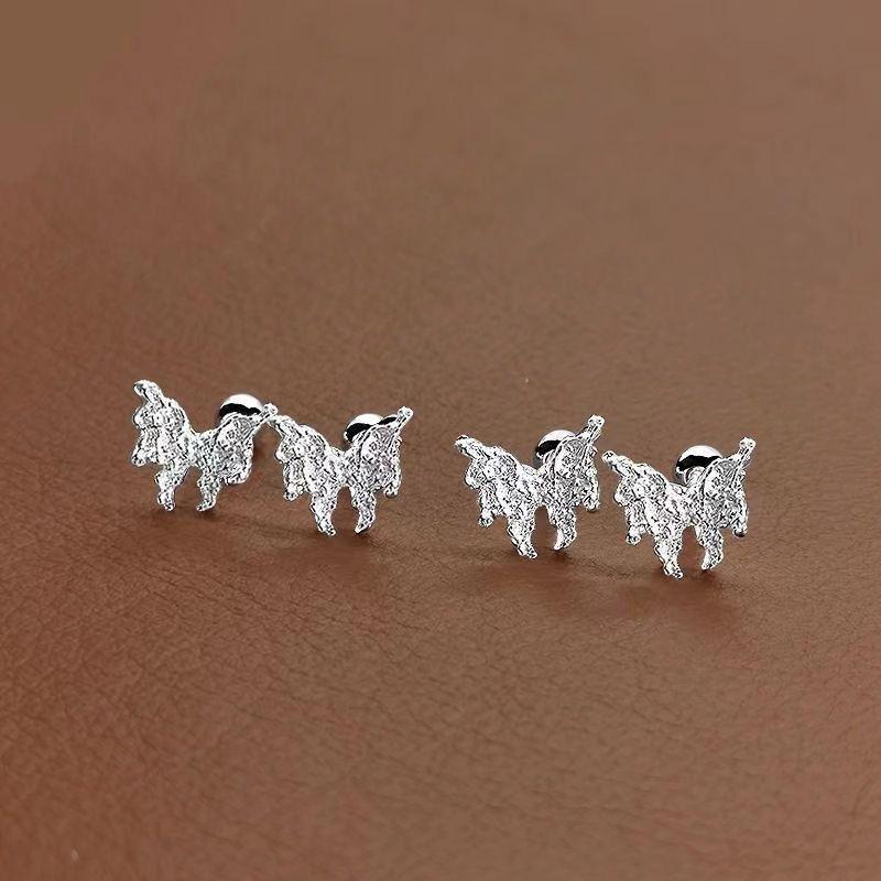 Silver Molten Lava Butterfly Stud Earrings - Screw-on High-quality Pierced Earrings with No Need To Remove The Jewelry
