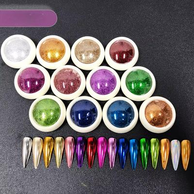 Polvere di pigmento effetto metallico, olografica, colorata, effetto specchio per unghie, cromata, luccicante, glitterata, per decorazioni di nail art con smalto in gel UV.