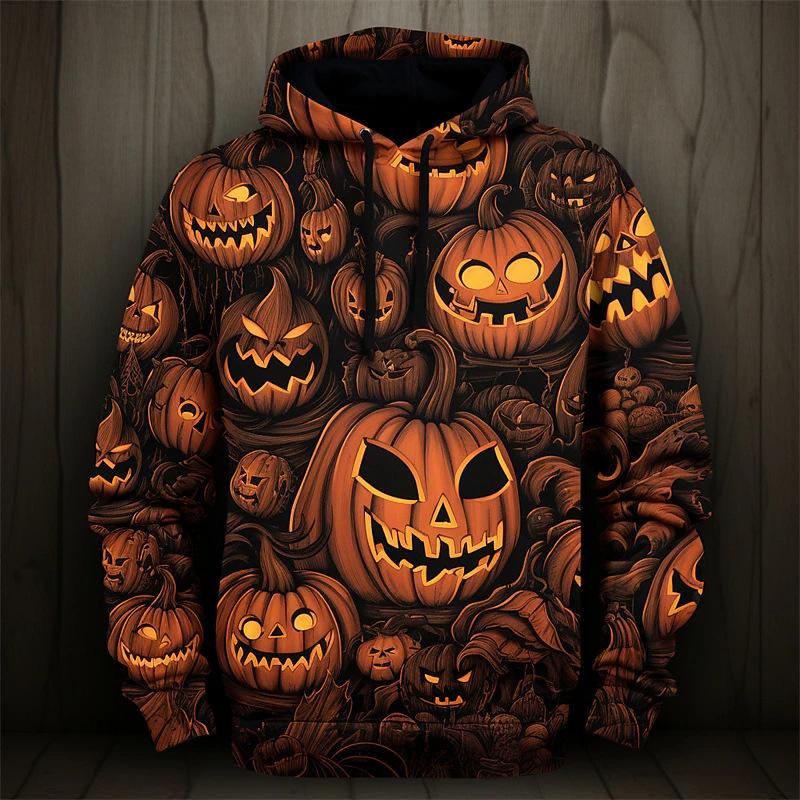Men's Fall/Winter Halloween Funny Pumpkin 3D Printed Hooded Hoodies & Sweatshirts (men’s)