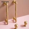 Tinyhob European Style/Vertical Lines Solid Brass Gold Drawer Knobs T Bar Handle Bedroom Pulls Kitchen Cabinet Door Handle Pull