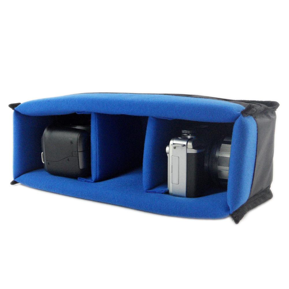 Waterproof Shockproof DSLR Camera Lens Insert Bag Padded Partition Case Pouch (Blue)