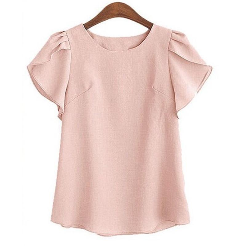 Summer Women Lotus Short Sleeve Blouse Tops Ladies Loose T Shirt Casual Top Tee