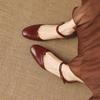 Krazing Pot Cow Skin Round Toe Low Heels Summer Shoes Big Size 42 Ankle Straps Women Pumps