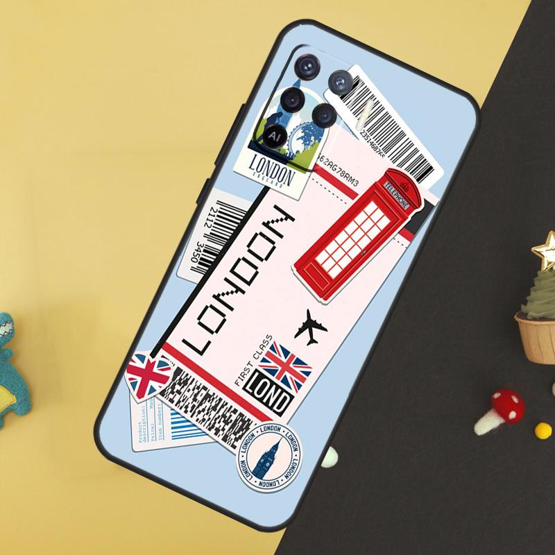 Travel Boarding Pass Tokyo Case For Oppo A58 A78 A98 A18 A38 A74 A94 A54 A15 A17 A57 A6 A5 Pro A16 A76 A96 A40 A60 A80