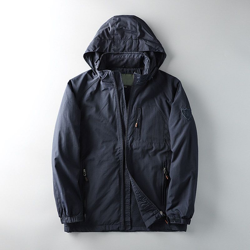 Winter Windproof Waterproof Men s Foreign Trade Cotton Jacket Shell Jacket Navy Blue 4XL(82.5-90kg)
