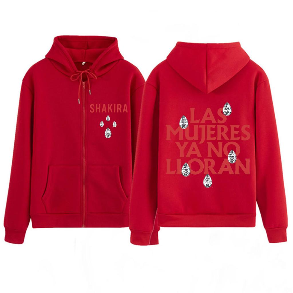 Shakira Las Mujeres Ya No Lloran Album Tour Print Zipper Hoodie Men Women Fashion Loose Casual Zip Up Jacket Streetwear Top